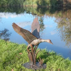 Statues & Sculptures Ducks-Flying Duck Bronze Metal Garden Ornament