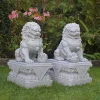 Statues & Sculptures Lions-Foo Dogs 45cm Granite Chinese Garden Statues