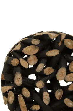 Statues & Sculptures Table Top|Abstract-Forest Orb 35cm Black Wood Indoor Sculpture