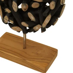 Statues & Sculptures Table Top|Abstract-Forest Orb 35cm Black Wood Indoor Sculpture