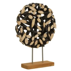 Statues & Sculptures Table Top|Abstract-Forest Orb 50cm Black Wood Indoor Sculpture
