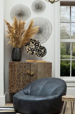 Statues & Sculptures Table Top|Abstract-Forest Orb 50cm Black Wood Indoor Sculpture