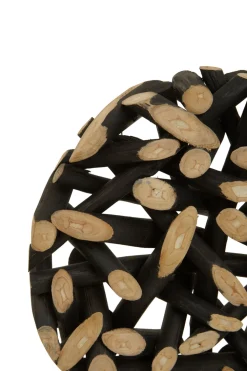 Statues & Sculptures Table Top|Abstract-Forest Orb 50cm Black Wood Indoor Sculpture