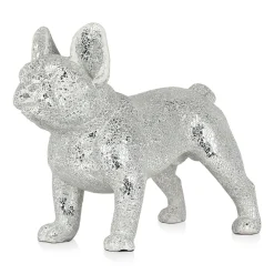 Statues & Sculptures Table Top|Floor Standing-French Bulldog 38cm Silver Resin Indoor Sculpture