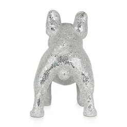 Statues & Sculptures Table Top|Floor Standing-French Bulldog 38cm Silver Resin Indoor Sculpture