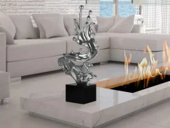Statues & Sculptures Floor Standing|Abstract-Frozen Motion 86cm Silver Resin Indoor Sculpture