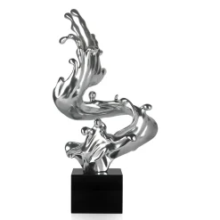 Statues & Sculptures Floor Standing|Abstract-Frozen Motion 86cm Silver Resin Indoor Sculpture