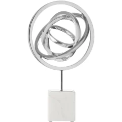 Statues & Sculptures Table Top|Abstract-Galactic Sphere 43cm Silver Metal Indoor Sculpture