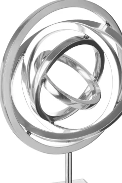 Statues & Sculptures Table Top|Abstract-Galactic Sphere 43cm Silver Metal Indoor Sculpture