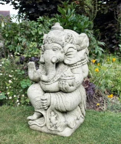 Statues & Sculptures Buddha-Ganesh Stone Garden Statue