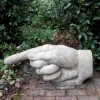 Statues & Sculptures Modern-Giant Hand Pointing Left Stone Garden Statue
