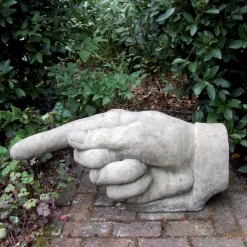 Statues & Sculptures Modern-Giant Hand Pointing Left Stone Garden Statue