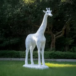 Statues & Sculptures Wildlife|Modern-Gigantic Giraffe 350cm White Marble Garden Statue v2