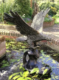 Statues & Sculptures Eagles-Golden Eagle on Wave Bronze Garden Statue