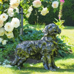 Statues & Sculptures Dogs-Golden Retriever Dog Bronze Metal Garden Statue