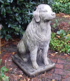 Statues & Sculptures Dogs-Golden Retriever Stone Garden Ornament