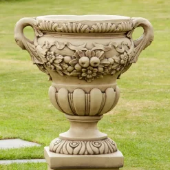 Statues & Sculptures Large|Round-Gordes Vase Stone Garden Planter