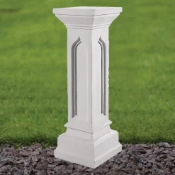 Statues & Sculptures Plinths & Pedestals-Gothic 69cm Marble Resin Garden Pedestal