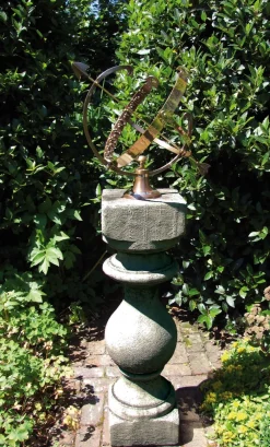 Statues & Sculptures Armillary Sundials-Grand Baluster Armillary Stone Garden Sundial