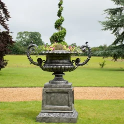 Statues & Sculptures Round-Grand Cheshire Urn Bronze Metal Garden Planter