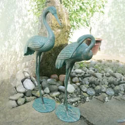Statues & Sculptures Cranes-Grand Cranes Bronze Metal Garden Ornaments
