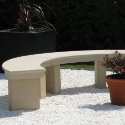 Statues & Sculptures Stone Benches-Grand Curved Modern Stone Garden Bench