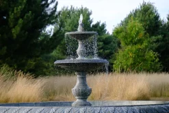 Statues & Sculptures Water Features-Grand Double Tier 4m Emerald Marble Stone Water Fountain Feature