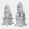 Statues & Sculptures Lions|Modern-Grand Lion 180cm White Marble Garden Statue