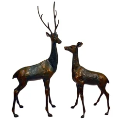 Statues & Sculptures Stags & Deers-Grand Stag & Doe Bronze Metal Garden Statues
