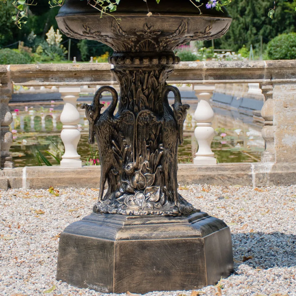 Statues & Sculptures Round-Grand Swan Urn Bronze Metal Garden Planter