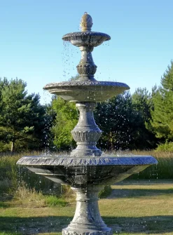 Statues & Sculptures Water Features-Grand Triple Tier 4m Emerald Marble Stone Water Fountain Feature