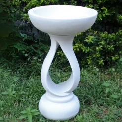 Statues & Sculptures Bird Baths-Grasmere Contemporary Marble Resin Garden Birdbath