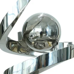 Statues & Sculptures Table Top|Floor Standing-Gravity Sphere 92cm Silver Metal Indoor Sculpture