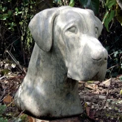 Statues & Sculptures Dogs-Great Dane Head Bust Stone Garden Ornament