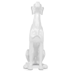Statues & Sculptures Floor Standing|Animals-Guardian Greyhound 81cm White Resin Indoor Sculpture