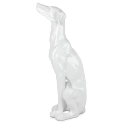 Statues & Sculptures Floor Standing|Animals-Guardian Greyhound 81cm White Resin Indoor Sculpture