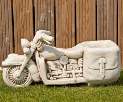 Statues & Sculptures Large-Harley Davidson Motorbike Stone Garden Planter Ornament