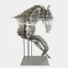Statues & Sculptures Floor Standing|Abstract-Harmonic Horse 160cm Silver Metal Garden Sculpture v1