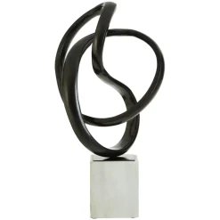 Statues & Sculptures Table Top|Abstract-Harmony in Motion 34cm Black Metal Indoor Sculpture
