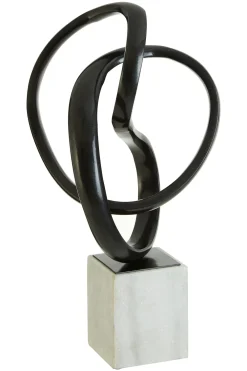 Statues & Sculptures Table Top|Abstract-Harmony in Motion 34cm Black Metal Indoor Sculpture
