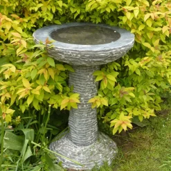 Statues & Sculptures Bird Baths-Highland Black Marble Stone Garden Birdbath