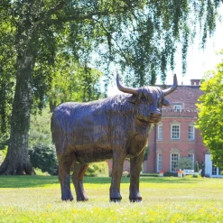 Statues & Sculptures Farm-Highland Cow Bronze Metal Garden Statue