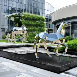 Statues & Sculptures Wildlife|Horses-Horse 182cm Geometric Metal Garden Sculpture