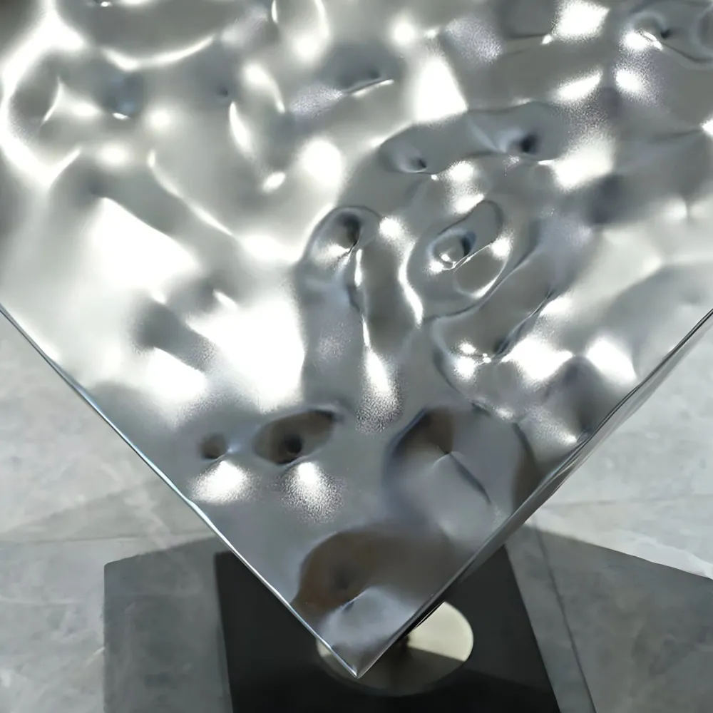 Statues & Sculptures Table Top|Abstract-Hyper Cube 75cm Silver Metal Indoor Sculpture