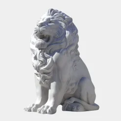 Statues & Sculptures Lions|Modern-Imperial Lion 150cm White Marble Garden Statue