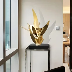 Statues & Sculptures Table Top|Abstract-Infinite Bloom 71cm Gold Metal Indoor Sculpture