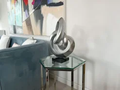 Statues & Sculptures Table Top|Abstract-Infinite Orbit 45cm Silver Resin Indoor Sculpture