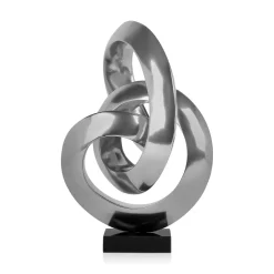 Statues & Sculptures Table Top|Abstract-Infinite Orbit 45cm Silver Resin Indoor Sculpture