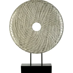Statues & Sculptures Table Top|Abstract-Infinity Core 50cm Silver Wood Indoor Sculpture