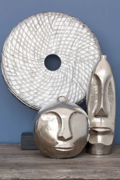 Statues & Sculptures Table Top|Abstract-Infinity Core 50cm Silver Wood Indoor Sculpture